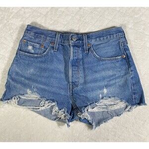 Levi's Women's Sz 29 Premium 501 Original High Rise Cutoff Denim Jean Shorts